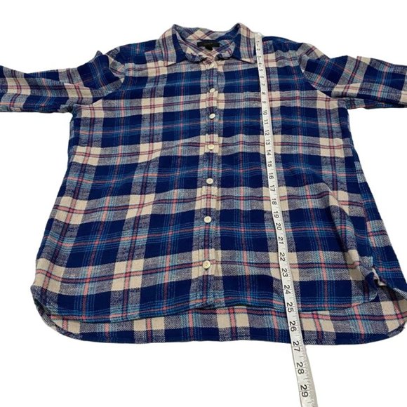 J. Crew Shrunken Boy Flannel Plaid Shirt‎ Women's Size 10 - Picture 6 of 6